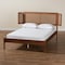 Baxton Studio Eridian MidCentury Modern Walnut Brown Finished Wood and Natural Rattan Queen Size Platform Bed 222-11891-ZORO - alternate 5